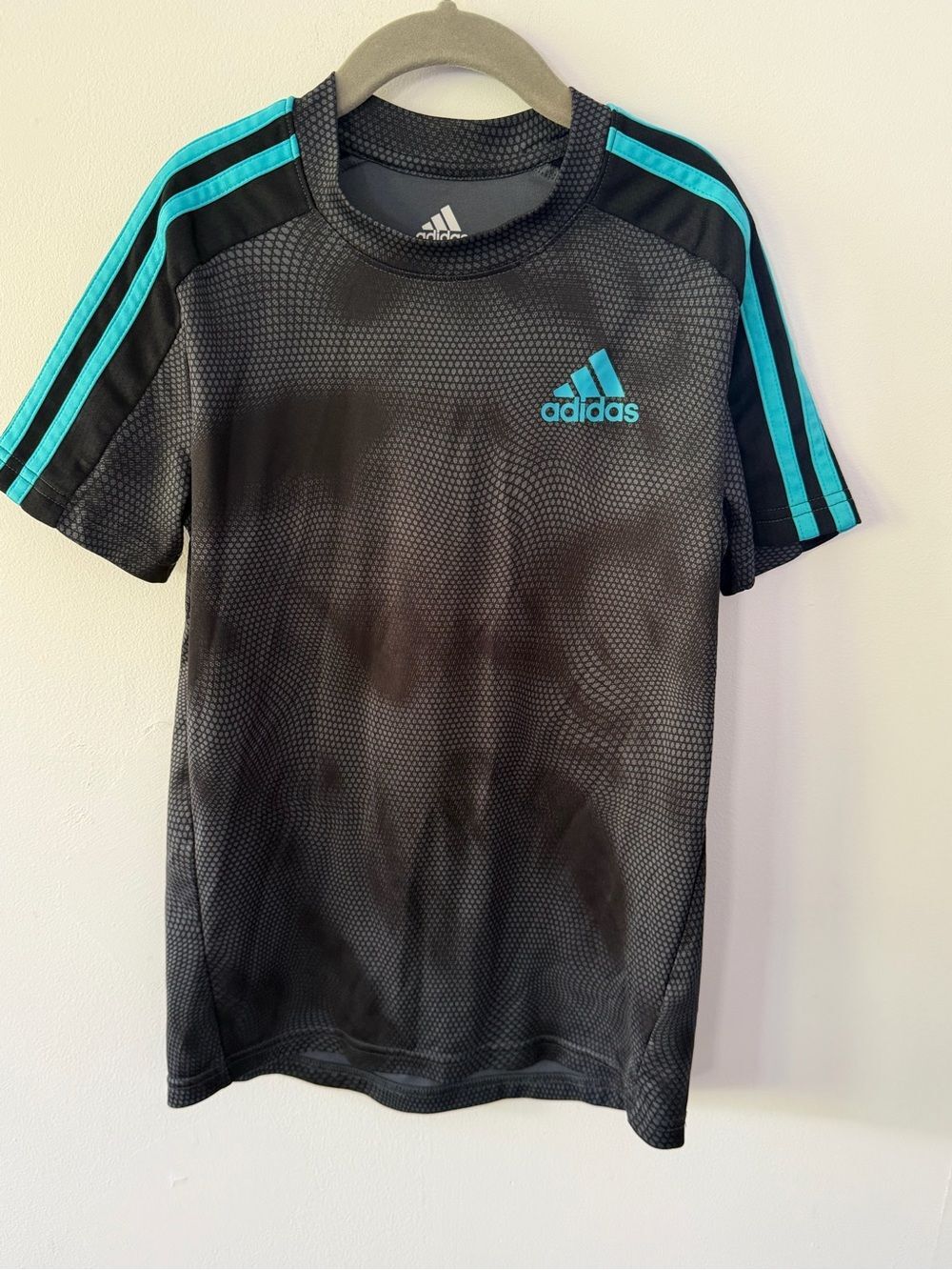 adidas Black Tee with Teal Accent Stripes